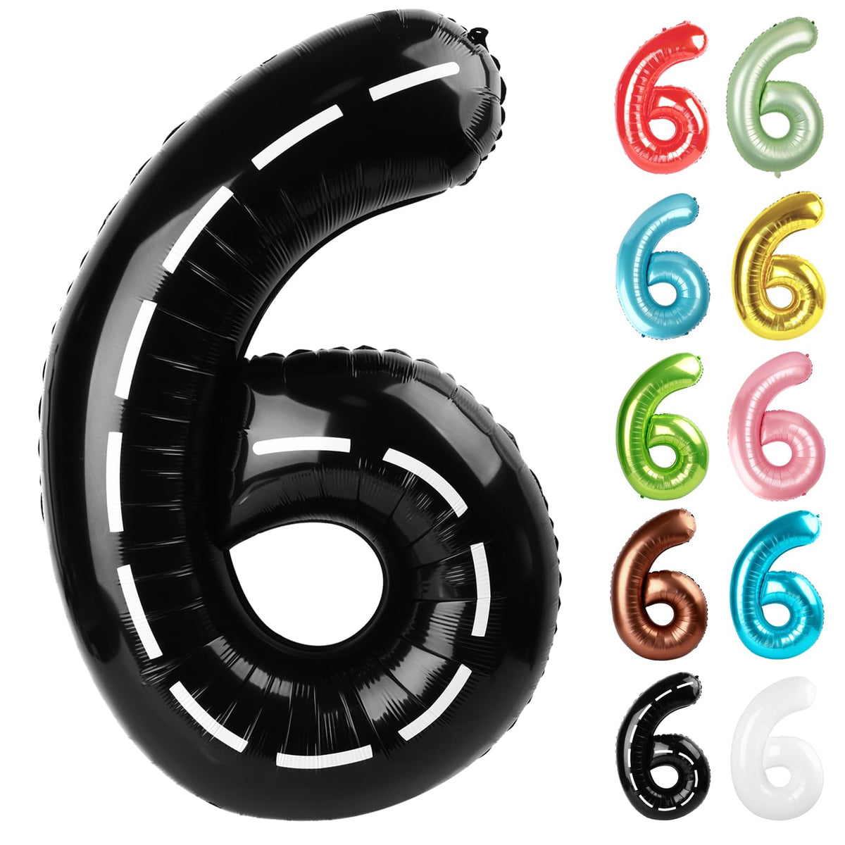 IWERP Race Car Number 6 Balloon — 40 Inch Birthday Decor for 6th Birthday