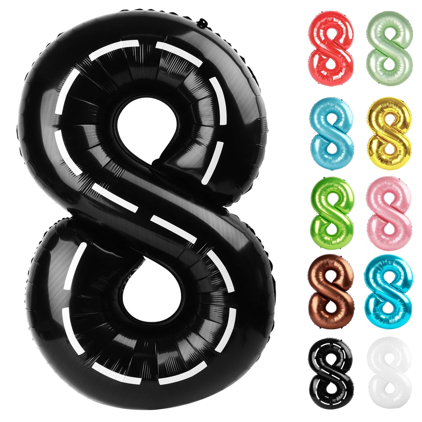 IWERP Race Car Number 8 Balloon 40 Inch – 8th Birthday Decorations for Boys & Girls