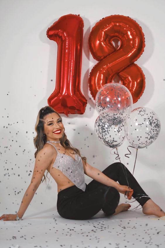 IWERP 18 Balloon Number – 40-Inch Red 18th Birthday Balloons for Boys & Girls | Party Decor