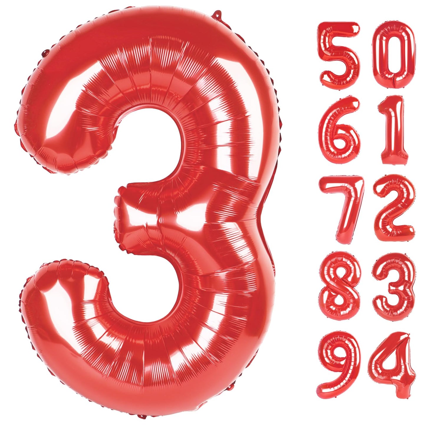 IWERP Red 40-Inch Number 3 Balloon – 3rd Birthday Decoration