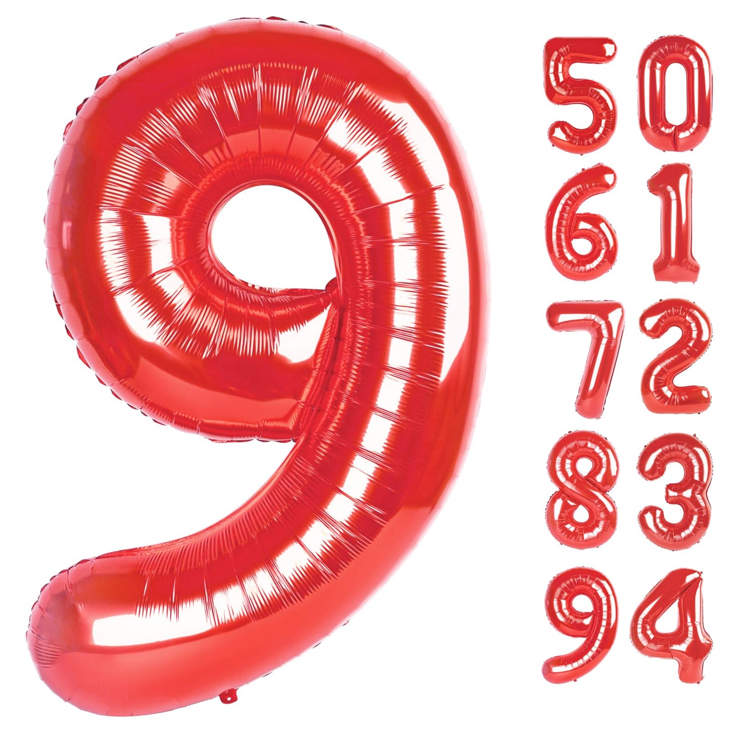 IWERP Red 9 Balloon – 40-Inch Giant Number Balloon for Birthday Decor