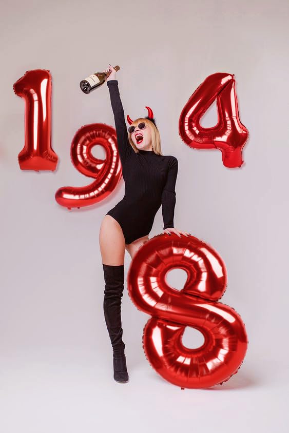 IWERP Red 8 Balloon - 40-Inch Number Balloon for Birthday Parties
