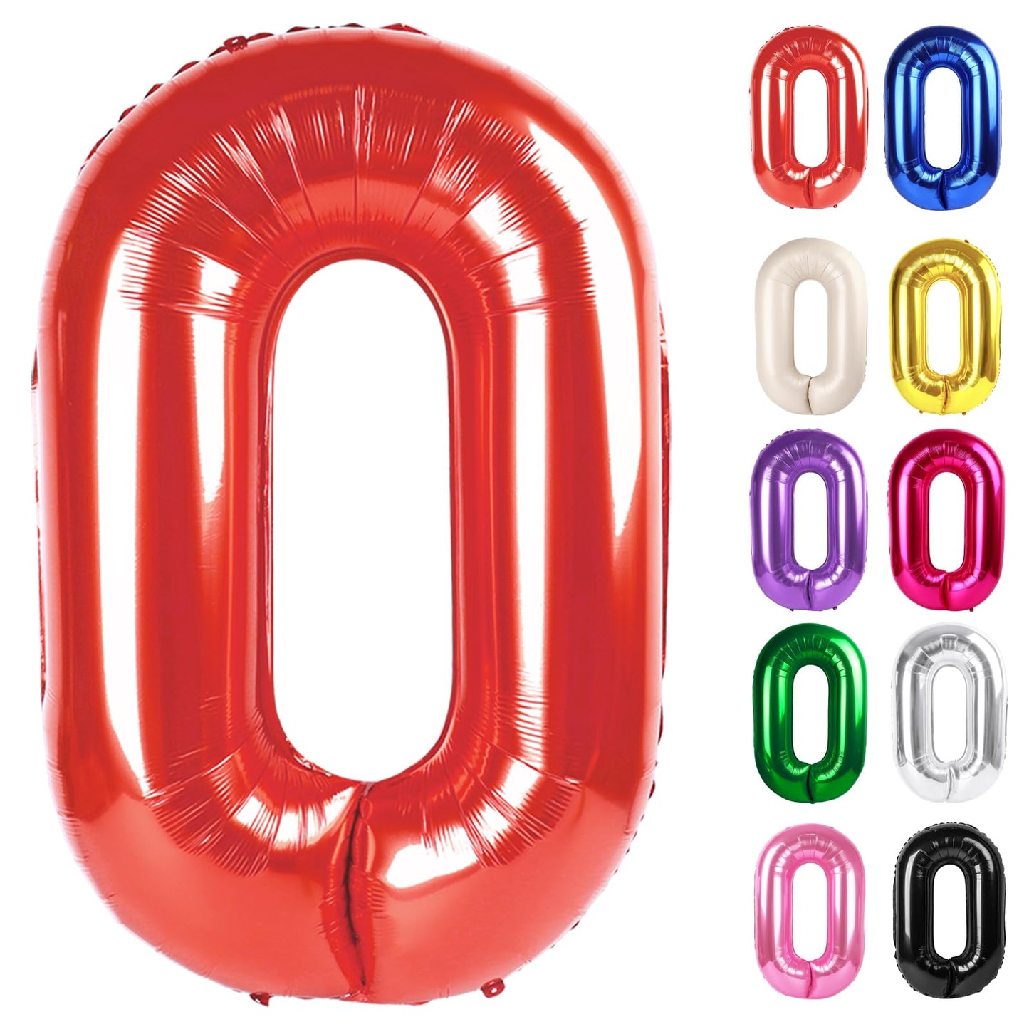 IWERP Red Number 0 Balloon 40 Inch – 10th–60th Birthday Decorations