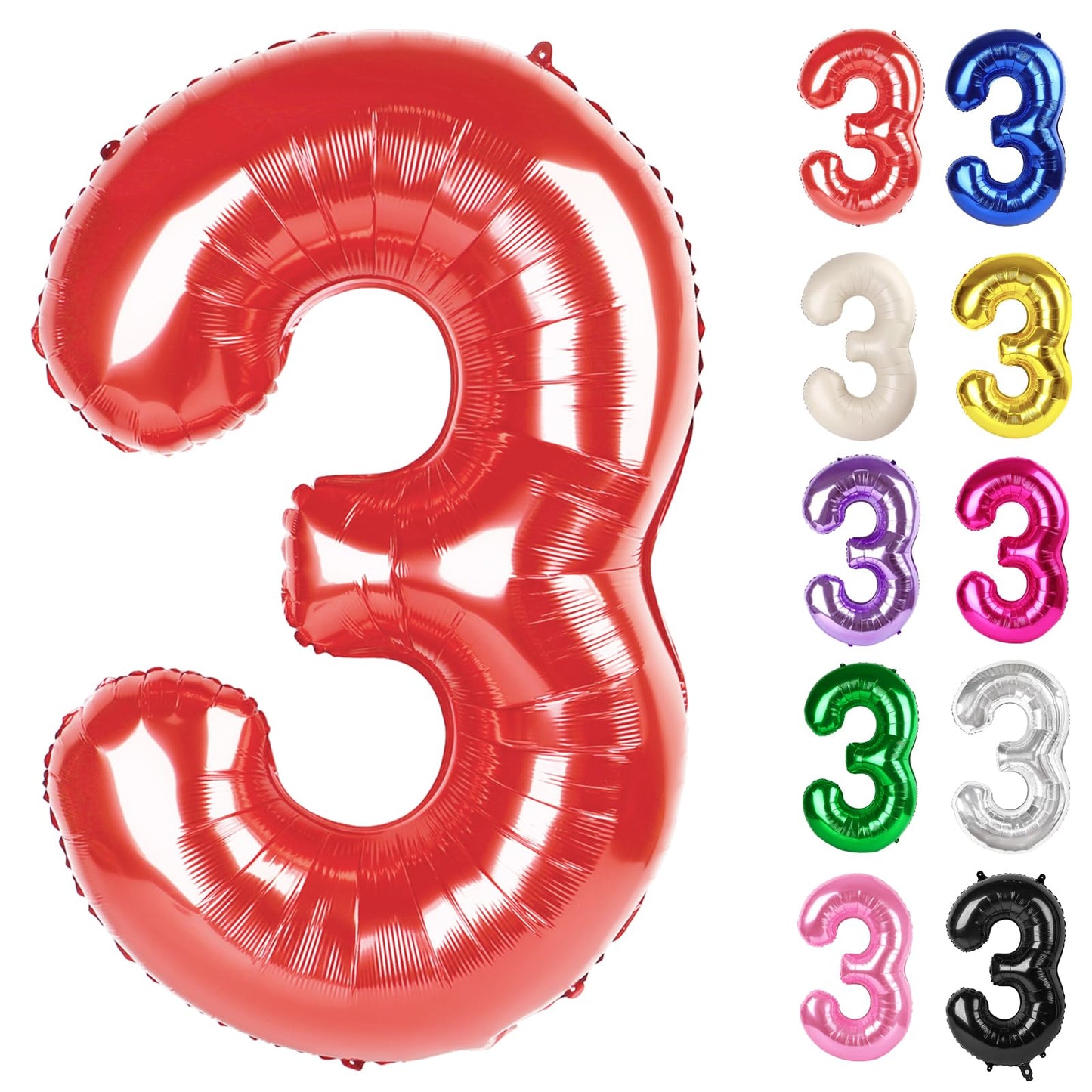 IWERP Red Number 3 Balloon 40 Inch – 3rd Birthday Decorations for Kids