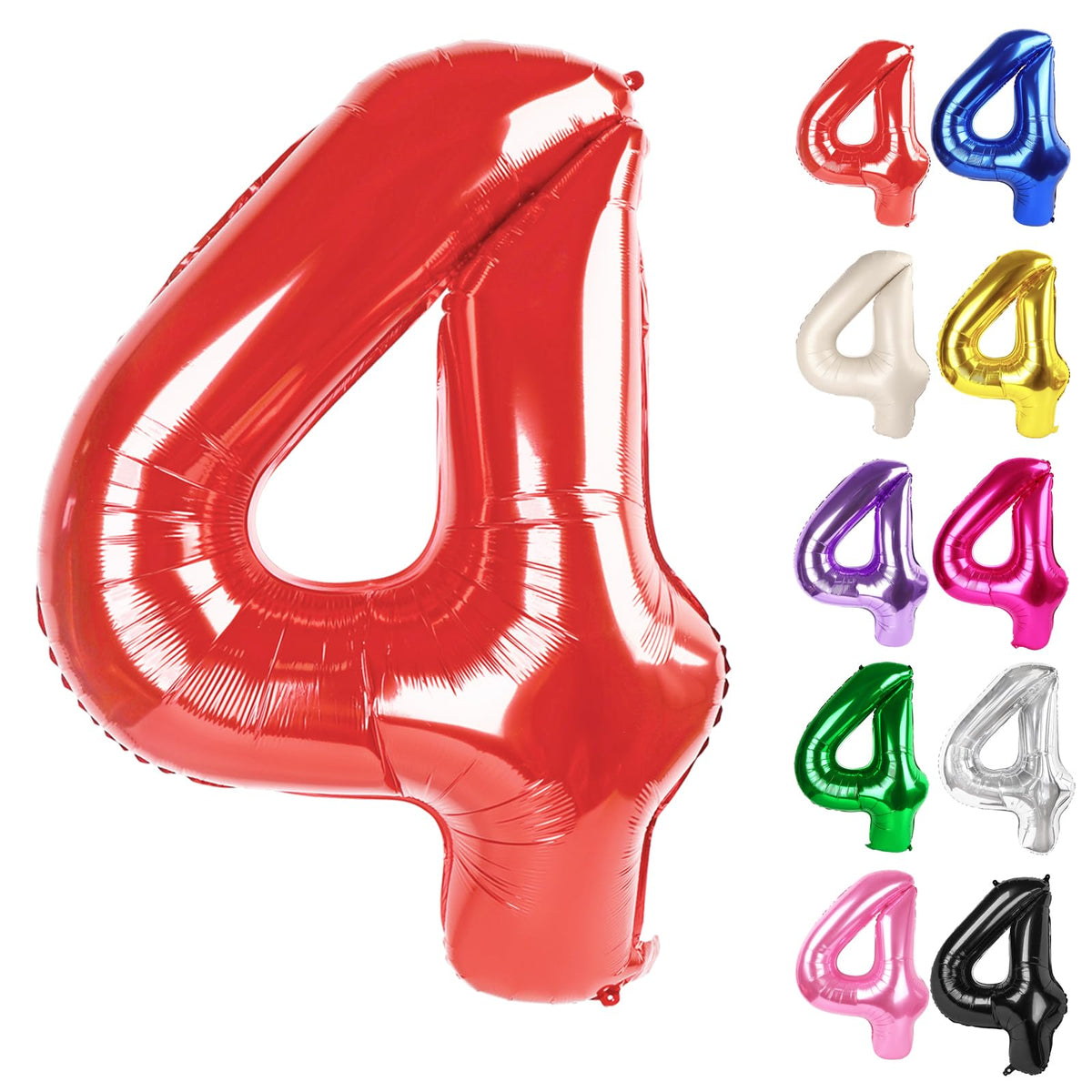 IWERP Red Number 4 Balloon 40-Inch | 4th Birthday Decorations & Red Party Supplies