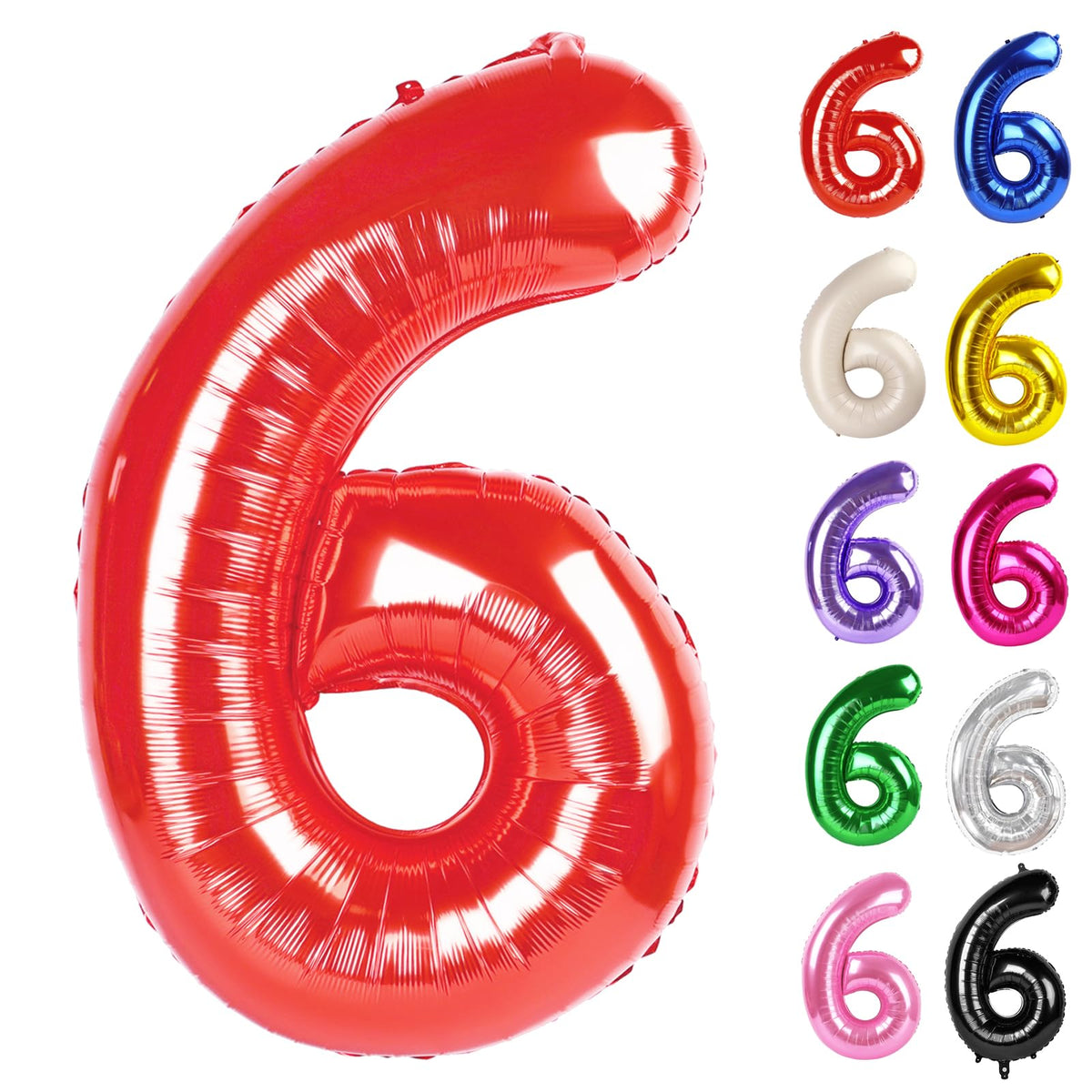 IWERP Red Number 6 Balloon – 40-Inch 6th Birthday Decorations for Boys & Girls