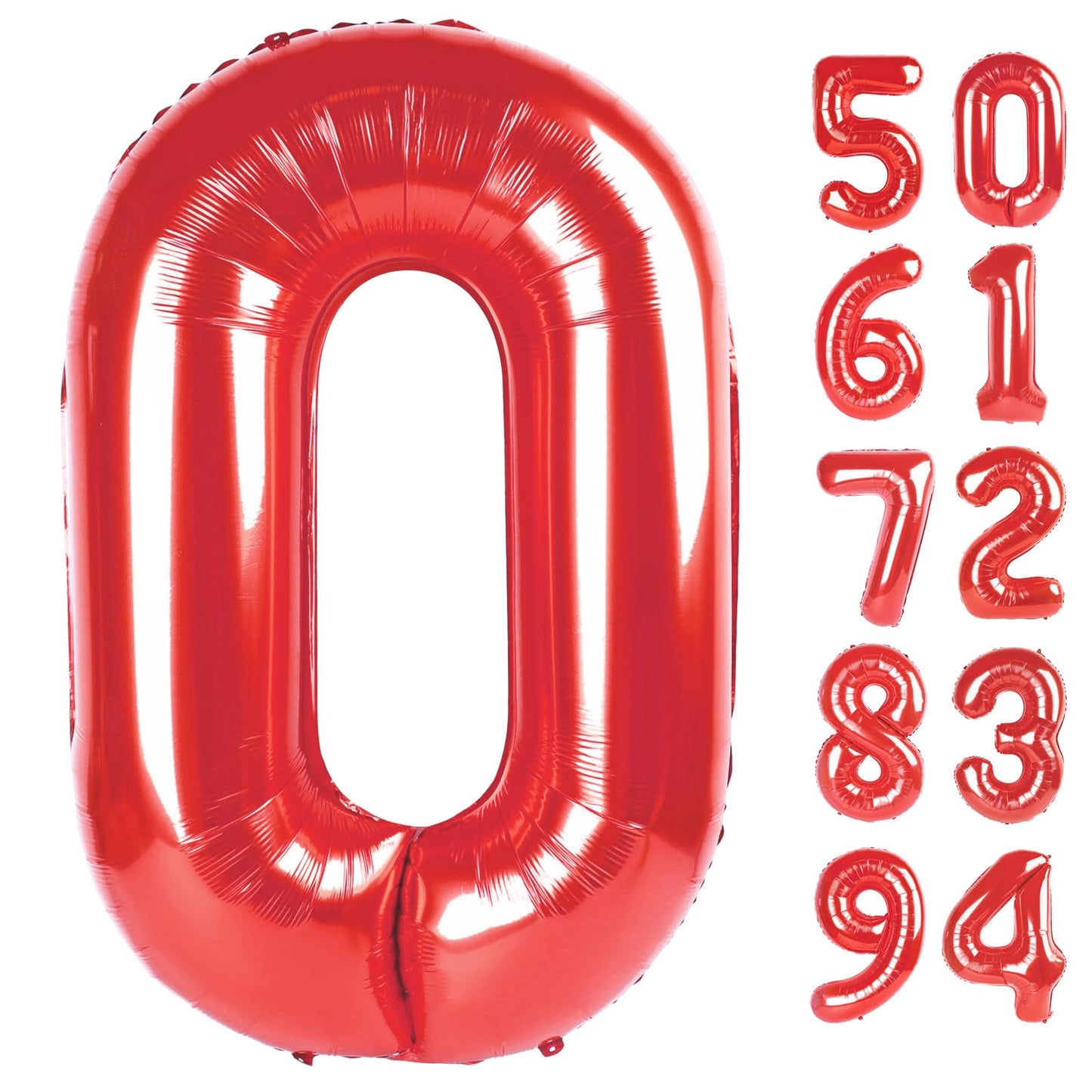 IWERP Red Number Balloon 40 Inch – 0 Number Balloon for Birthday Decorations, Red Party Supplies