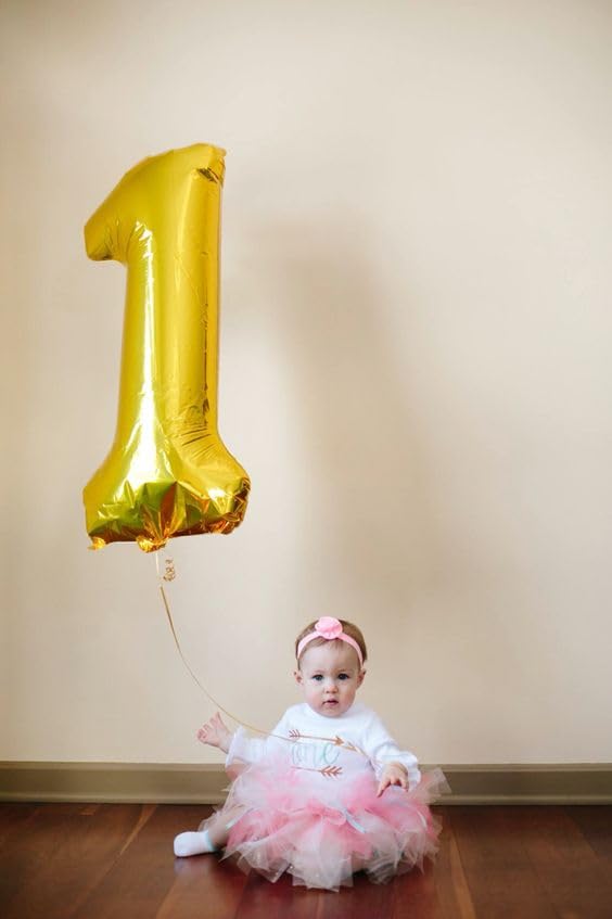 IWERP Gold Number 1 Balloon - 40-Inch First Birthday Party Decor
