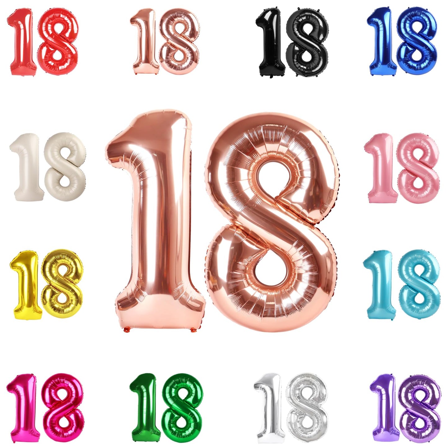 IWERP 40-Inch Rose Gold Number 18 Balloon – 18th Birthday & Anniversary Decorations