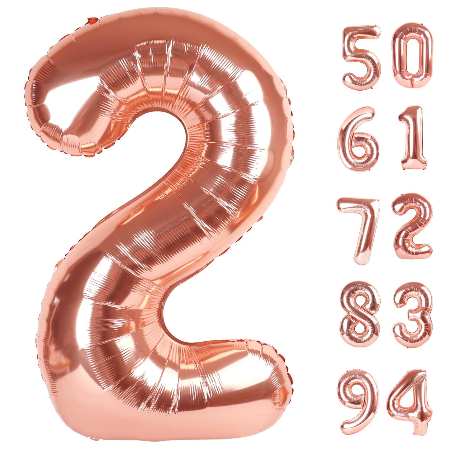 IWERP Rose Gold 2 Balloon – 40-Inch Number Balloon for 2nd Birthday