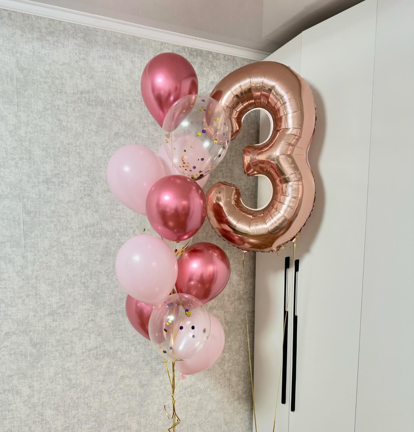 IWERP Rose Gold 3 Balloon - 40-Inch Number Balloon for 3rd Birthday Party Decor