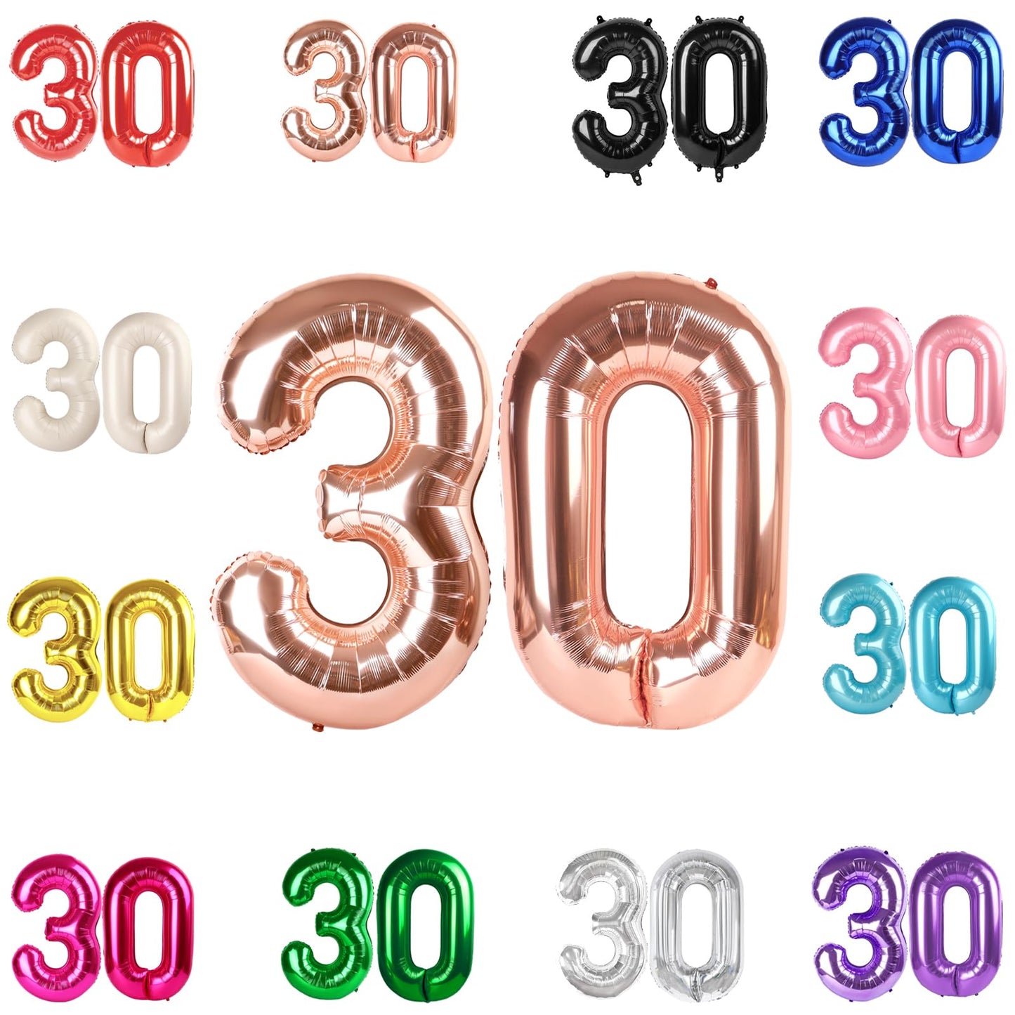 IWERP Rose Gold 30th Birthday Balloon – 40-Inch Number 30