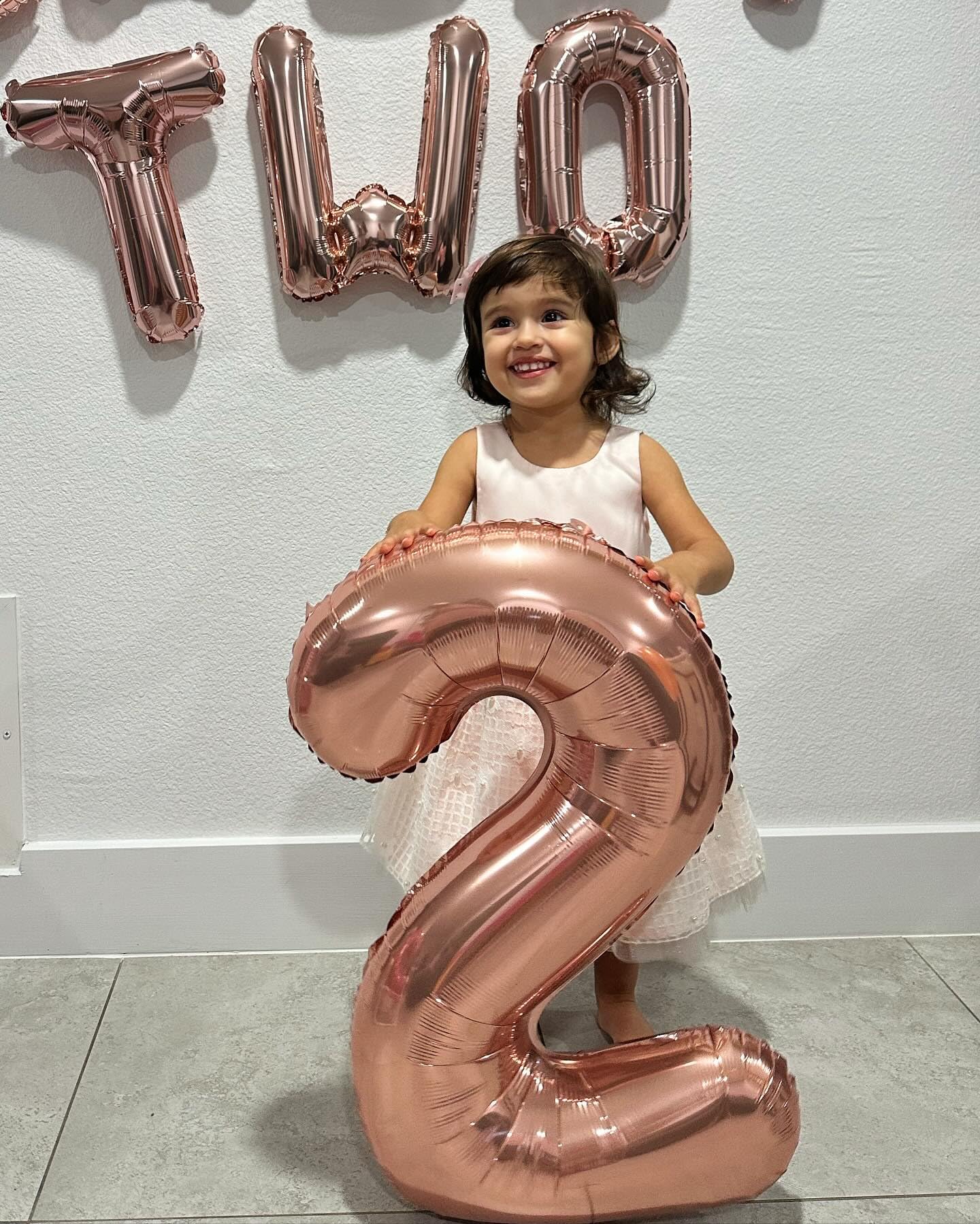 IWERP Rose Gold 40 Inch Number Balloon - 4th Birthday Decor for Girls & Boys