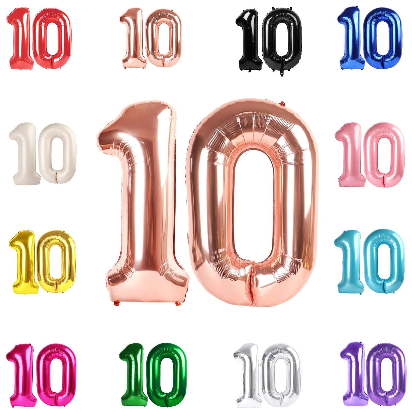 IWERP Rose Gold 40-Inch 10 Balloon – 10th Birthday & Anniversary Decorations