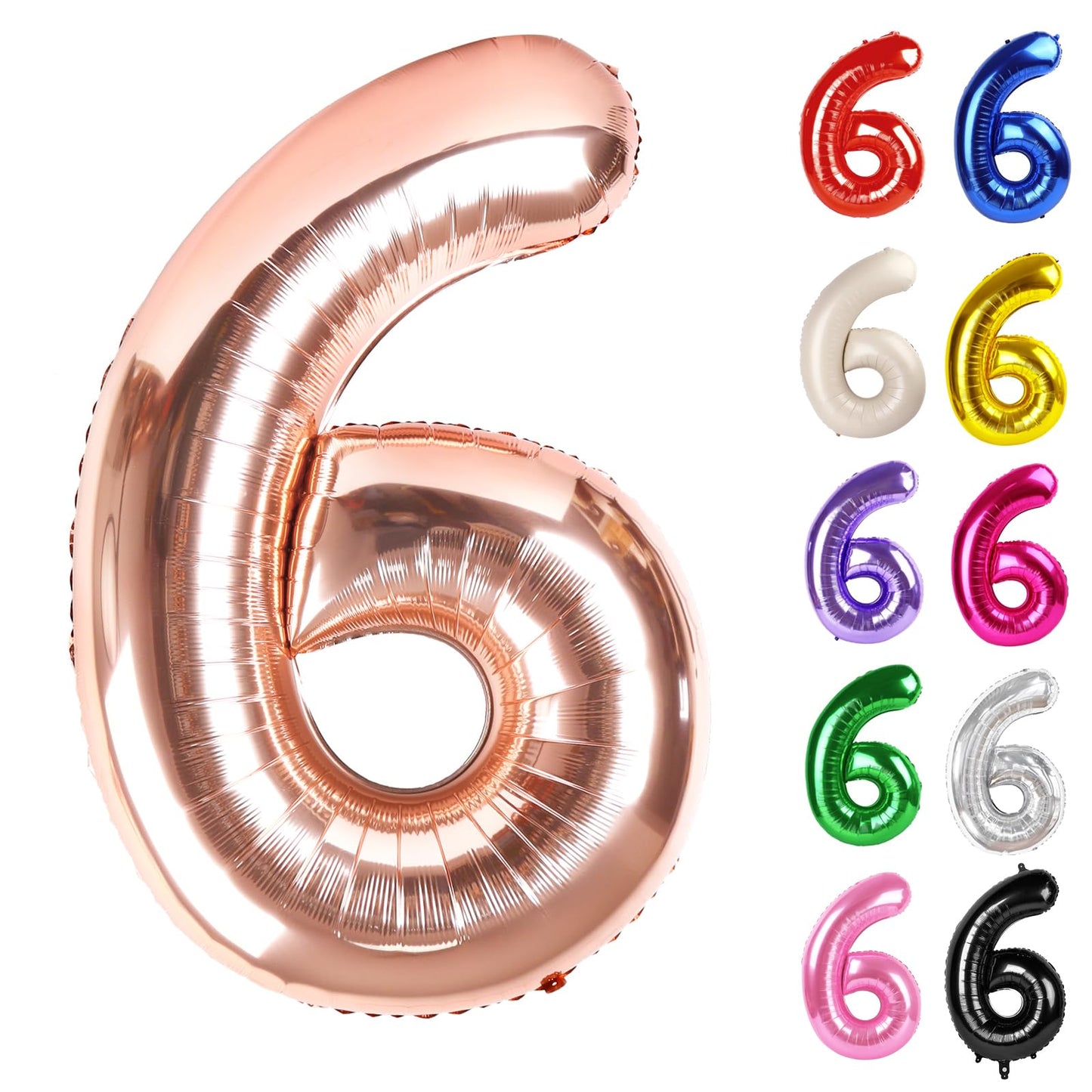 IWERP Rose Gold 40-Inch Number 6 Balloon | 6th Birthday Decorations & Rose Gold Party Supplies