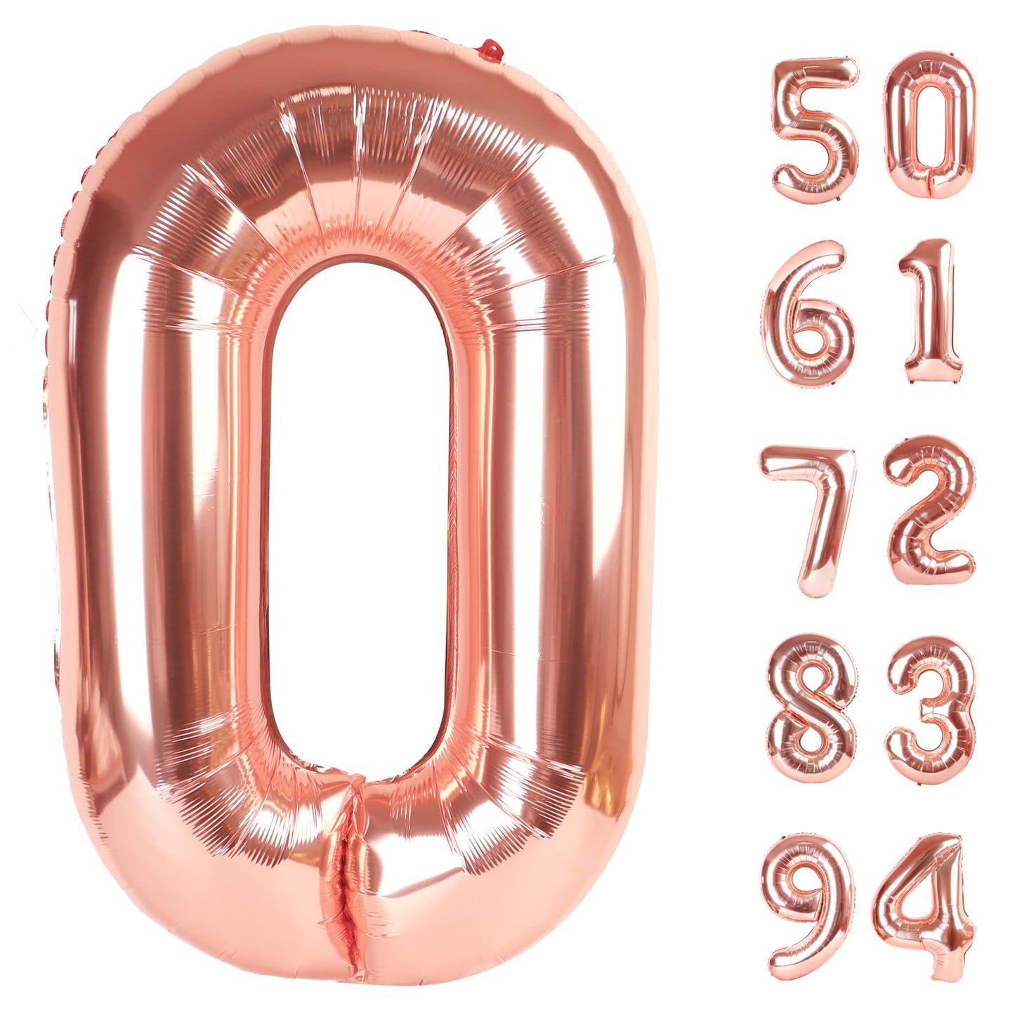 IWERP Rose Gold Number Balloon 40 Inch – 0 Birthday Numbers, Party Decorations