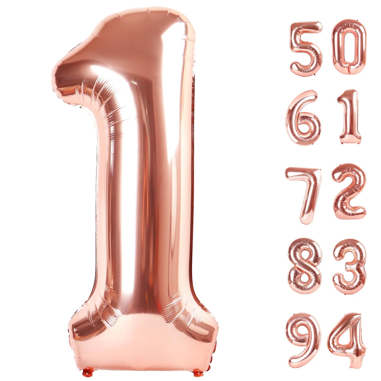 IWERP 40 Inch Rose Gold Number Balloon for First Birthday – Giant 1 Balloon