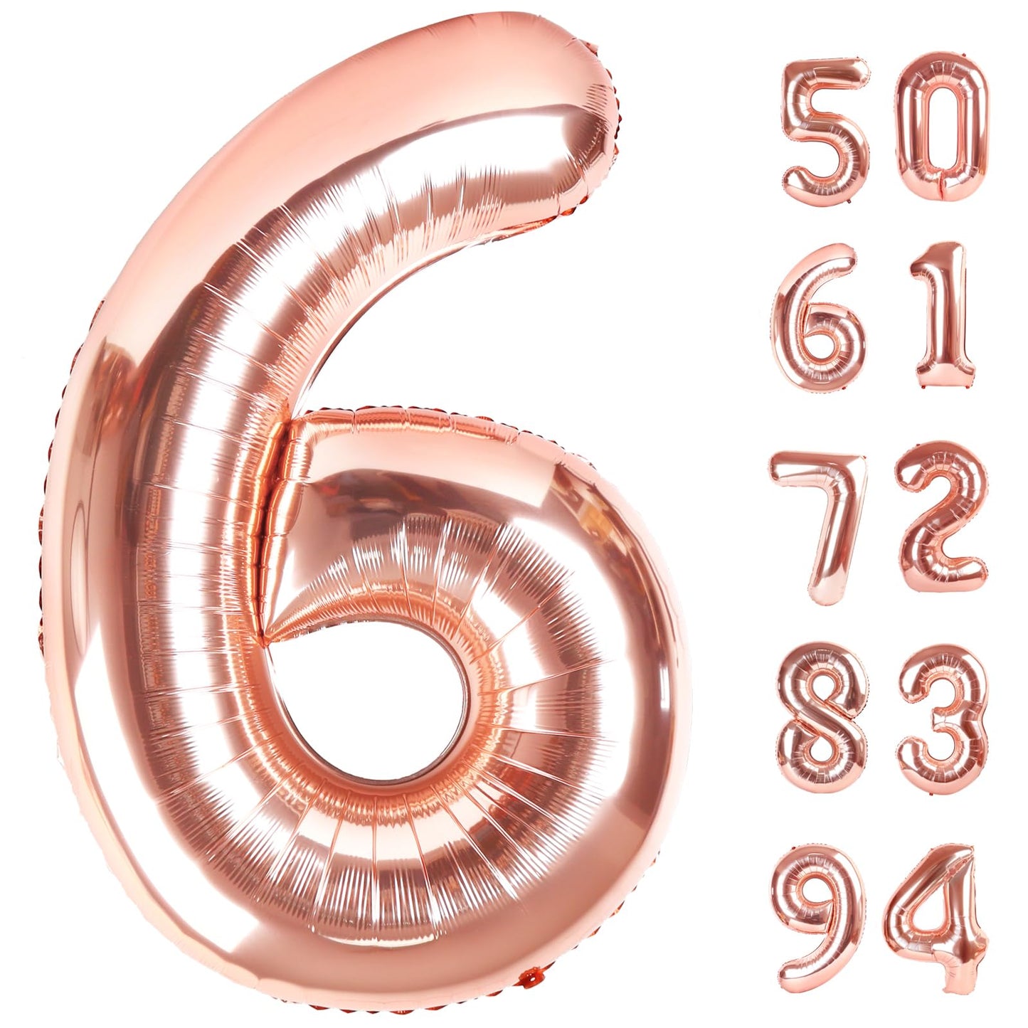 IWERP Rose Gold 6 Balloon – 40 Inch Number Balloon for 6th Birthday Parties