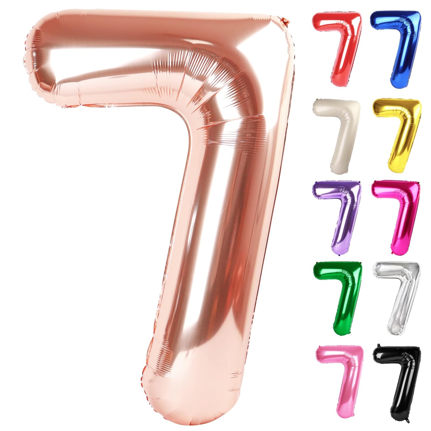 IWERP Rose Gold Number 7 Balloon 40 Inch – 7th Birthday Decorations