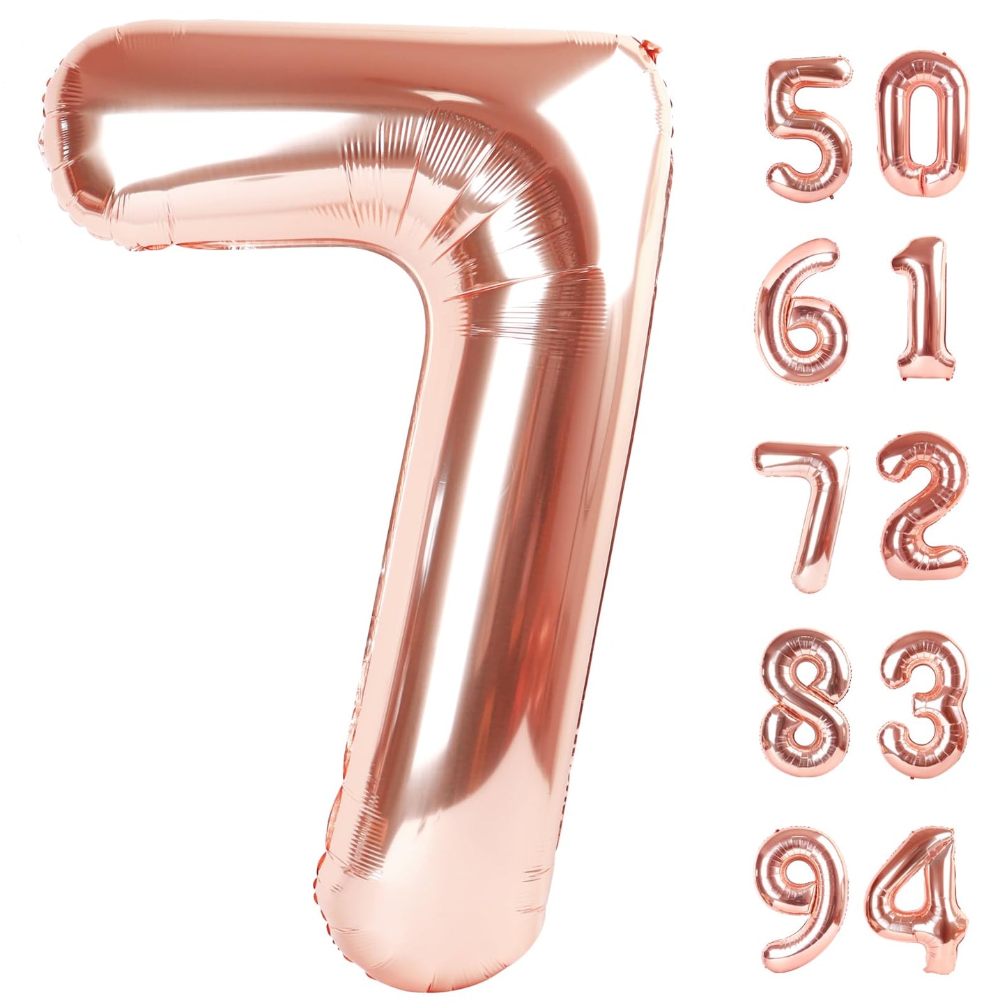 IWERP Rose Gold 40in Number 7 Balloon – 7th Birthday Foil Decoration