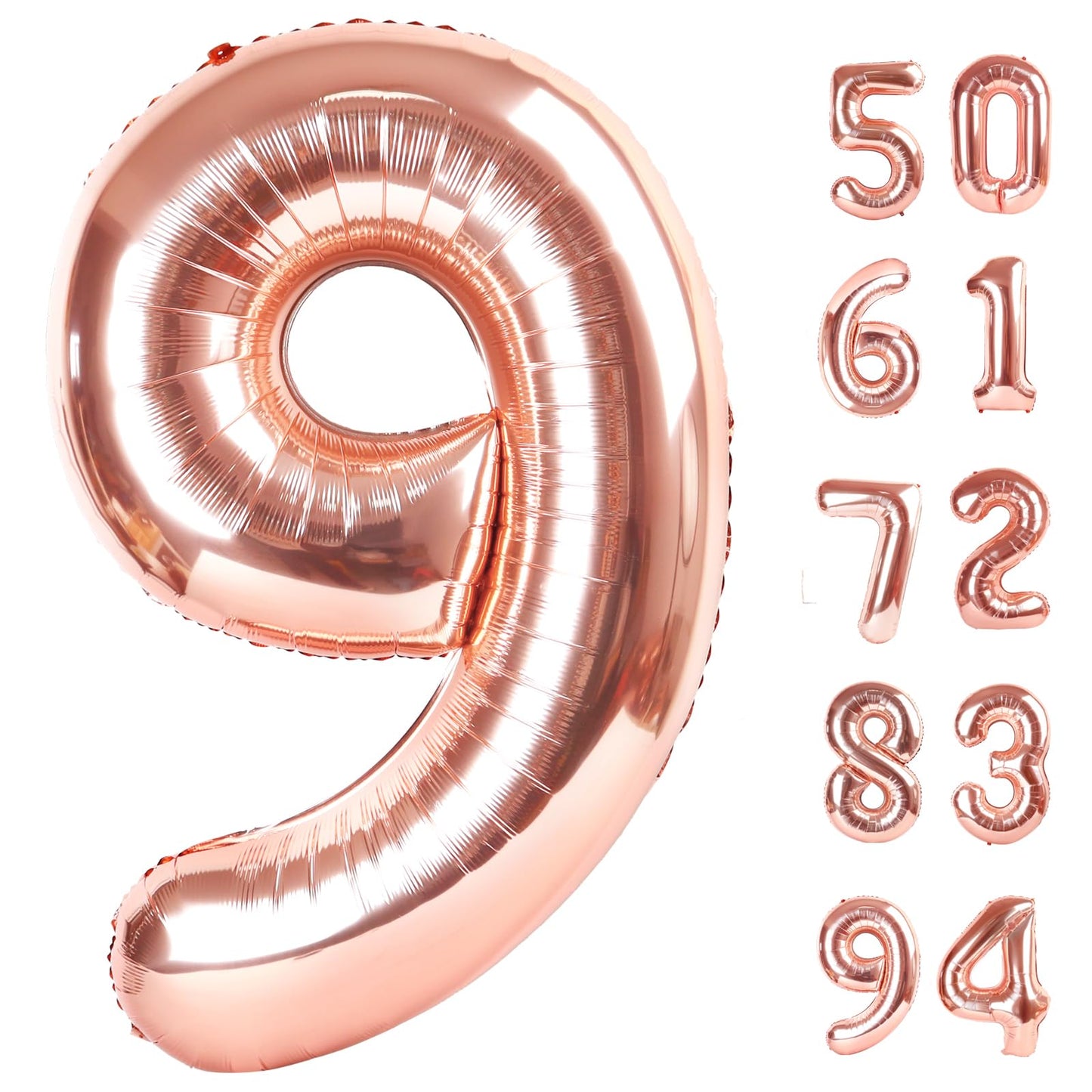 IWERP Rose Gold 9 Balloon – 40 Inch Giant Birthday Number