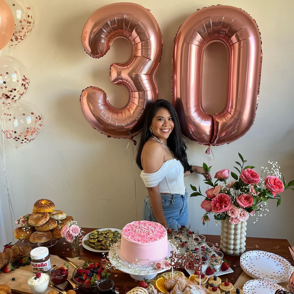 IWERP Rose Gold 40-Inch Number 6 Balloon | 6th Birthday Decorations & Rose Gold Party Supplies