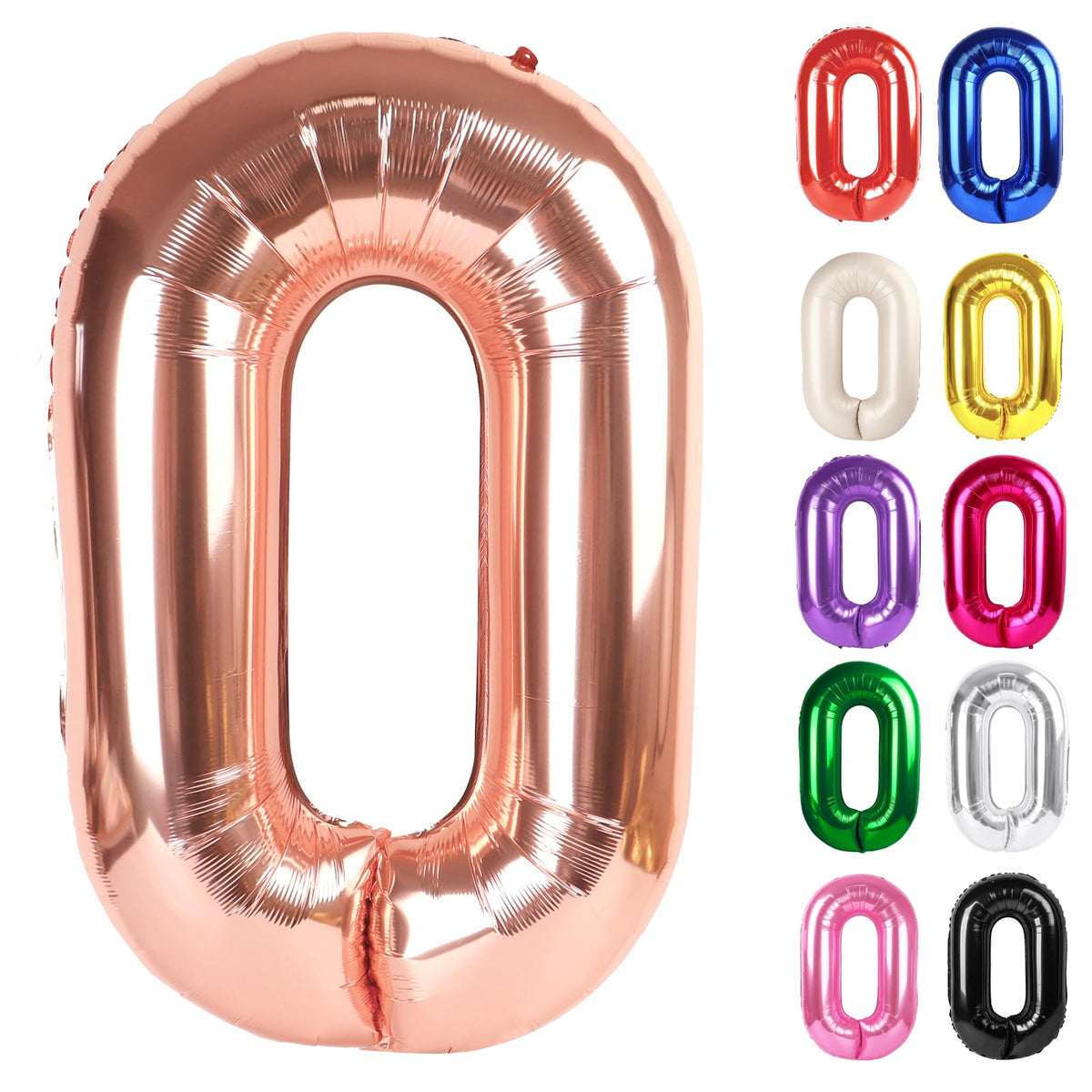 IWERP Rose Gold 40-Inch Number 0 Balloon for 10th–60th Birthday Celebrations