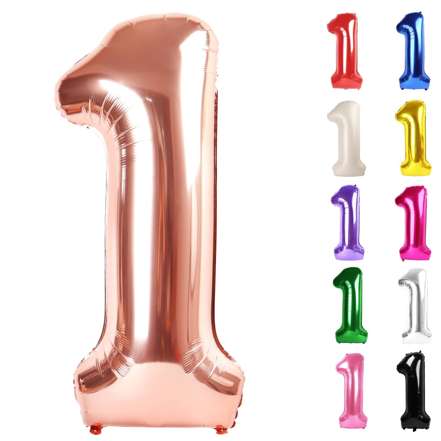 IWERP Rose Gold Number 1 Balloon – 40-Inch First Birthday Decoration for Girls & Boys