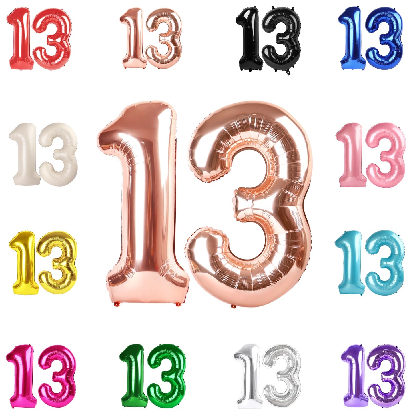 IWERP Rose Gold 13th Balloon Number — 40-Inch Birthday Decor