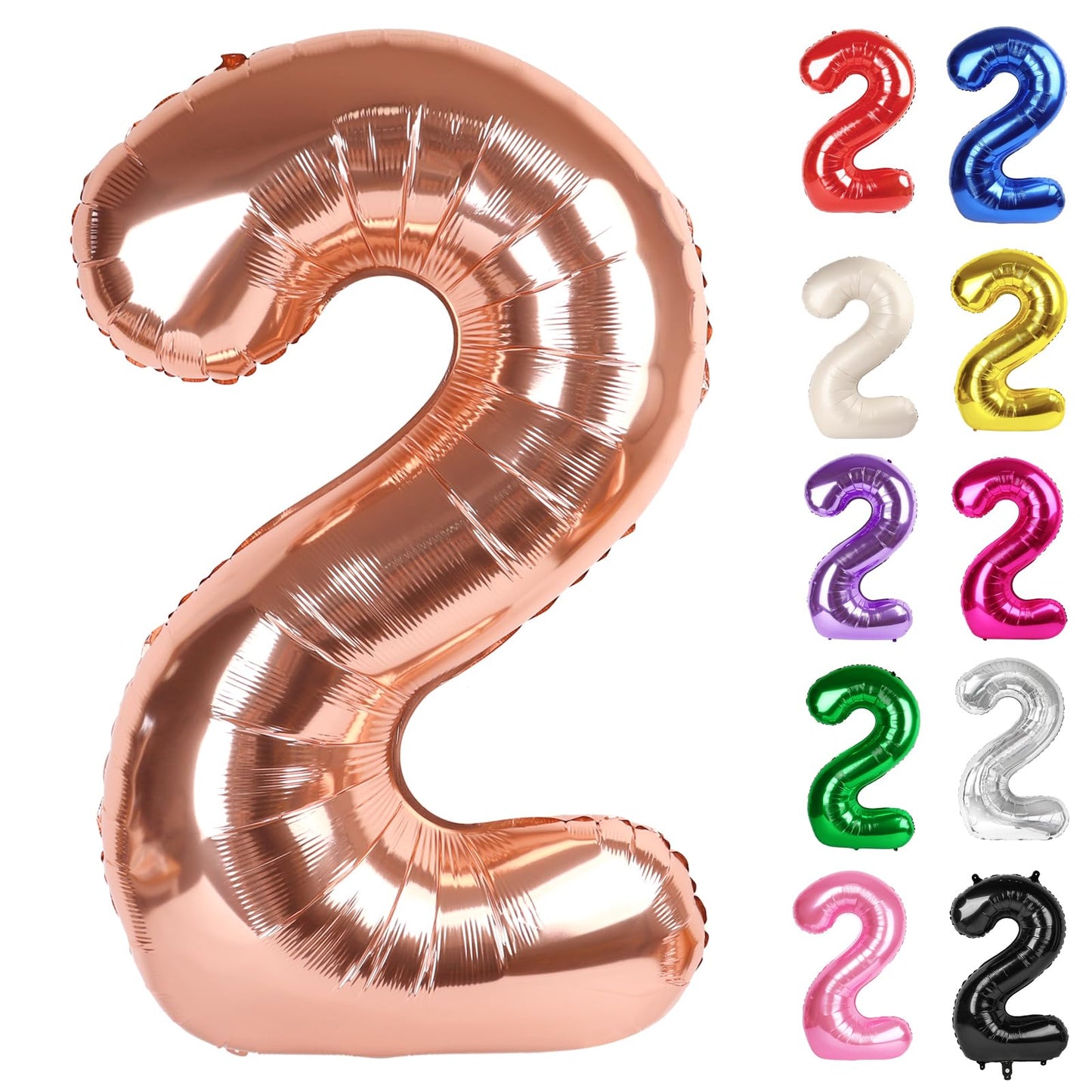 IWERP Rose Gold Number 2 Balloon 40 Inch – 2nd Birthday Decorations