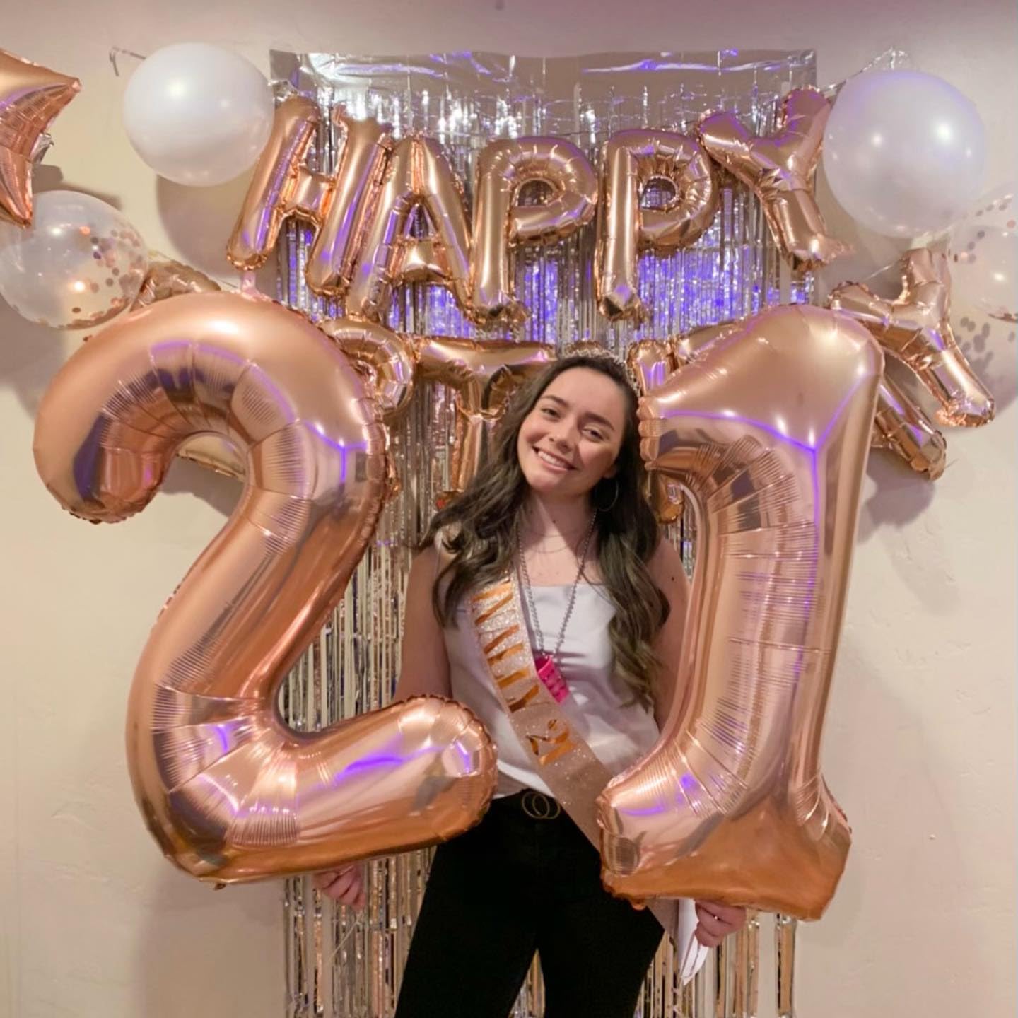 IWERP Rose Gold Number 21 Balloon, 40 Inch – 21st Birthday Decorations
