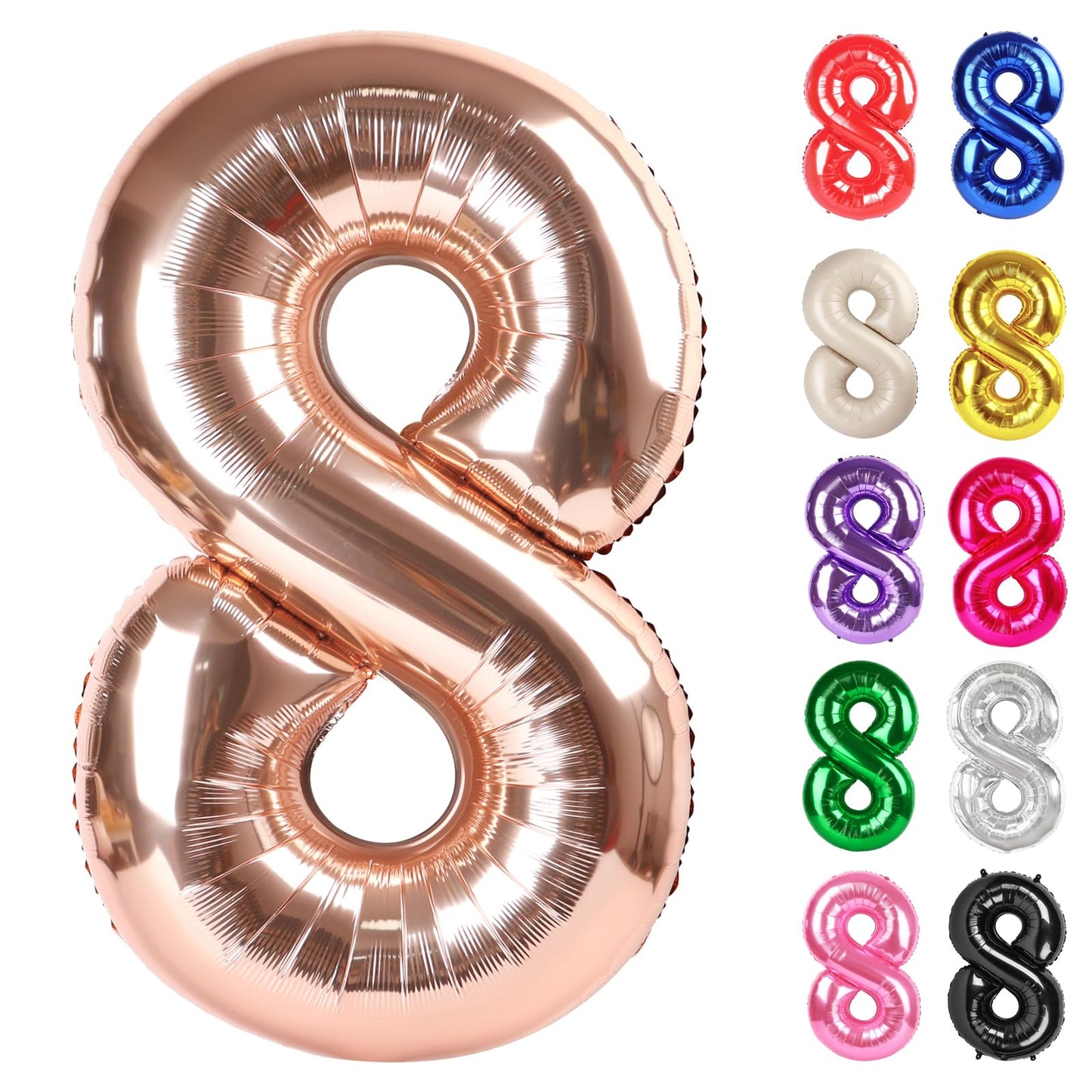 IWERP Rose Gold Number 8 Balloon 40-Inch – 8th Birthday Decorations