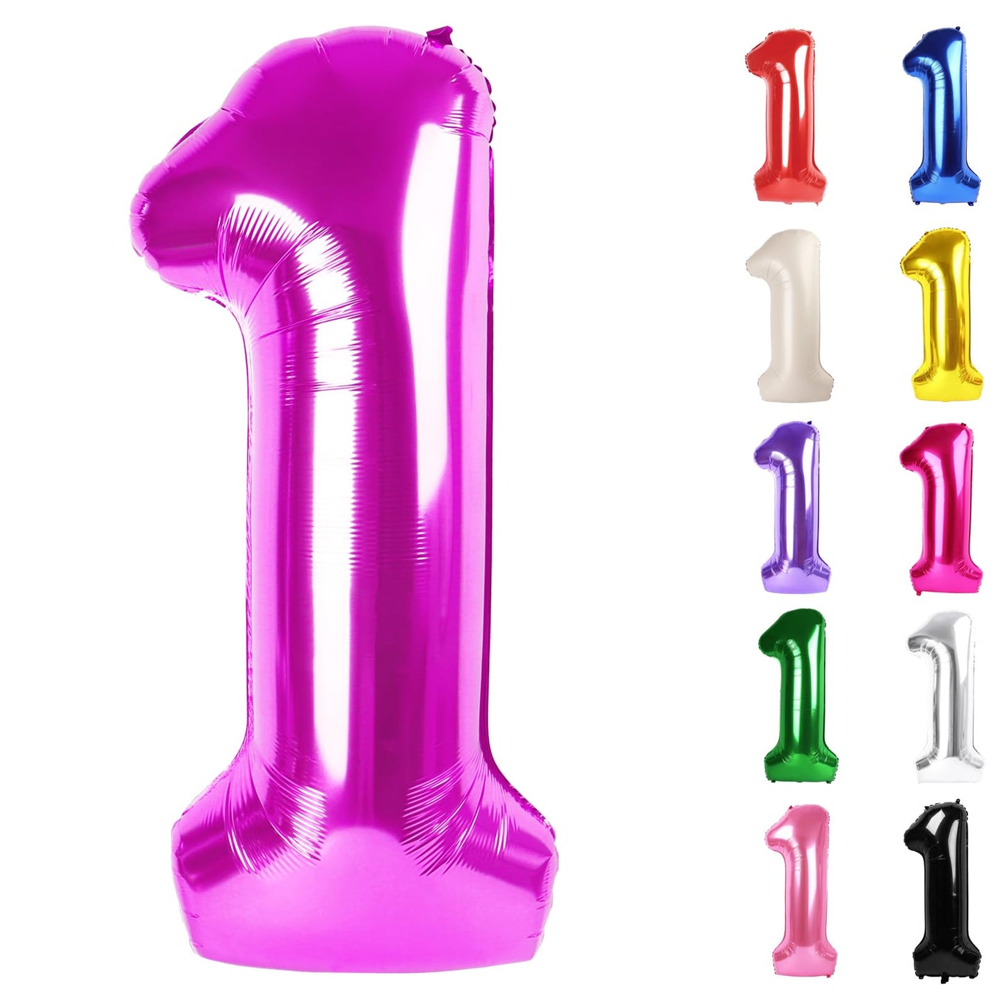 IWERP Rosy Purple Number 1 Balloon – 40-Inch First Birthday Decoration