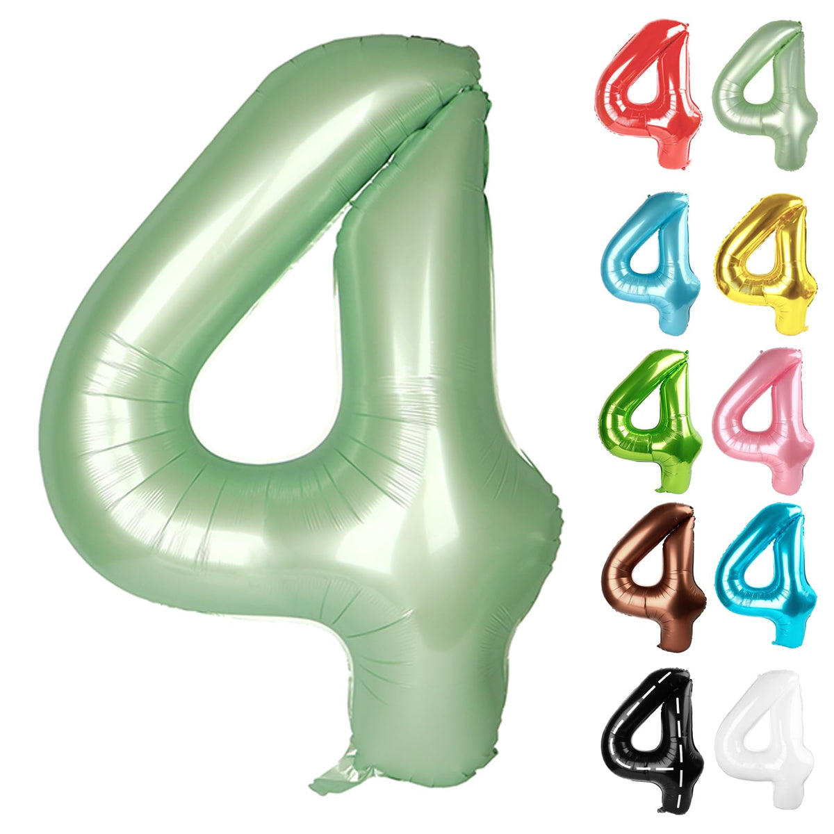 IWERP Sage Green 40-Inch #4 Balloon | Fourth Birthday Decorations for Boys & Girls