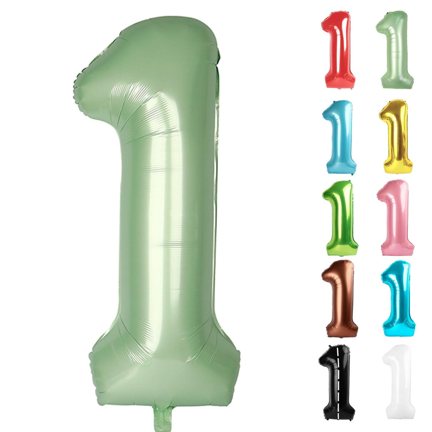 IWERP Sage Green 40-Inch Number 1 Balloon – First Birthday Decorations