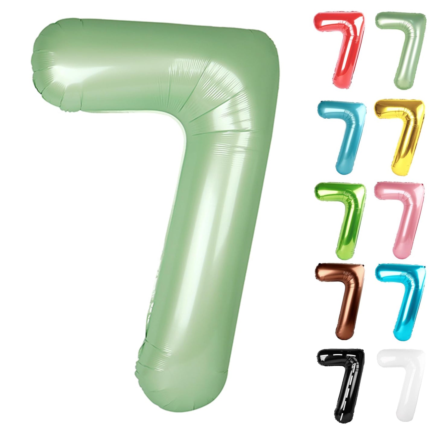 IWERP Sage Green 40-Inch Number 7 Balloon – 7th Birthday Decorations for Boys & Girls