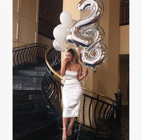 IWERP Silver Number 8 Balloon – 40 Inch 8th Birthday Decoration