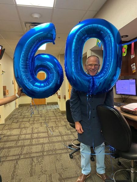 IWERP 60 Balloon Number - 40-Inch Metallic Blue Birthday & Anniversary Decor