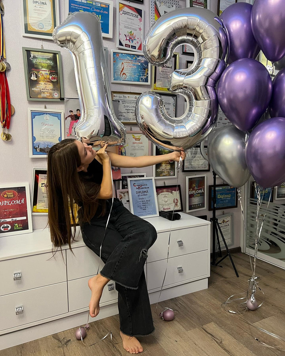 IWERP 40-Inch Silver 13 Balloon – 13th / 31st Birthday Number Decor