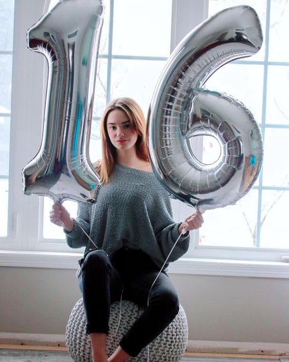 IWERP Silver Number 6 Balloon 40 Inch – Giant 6th Birthday Foil Balloon for Party Decor
