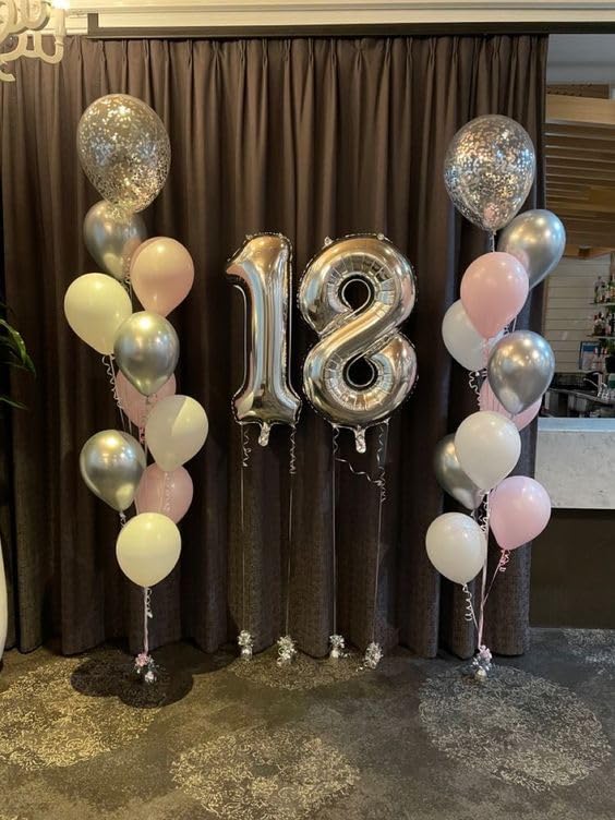 IWERP Silver Number 8 Balloon – 40 Inch 8th Birthday Decoration