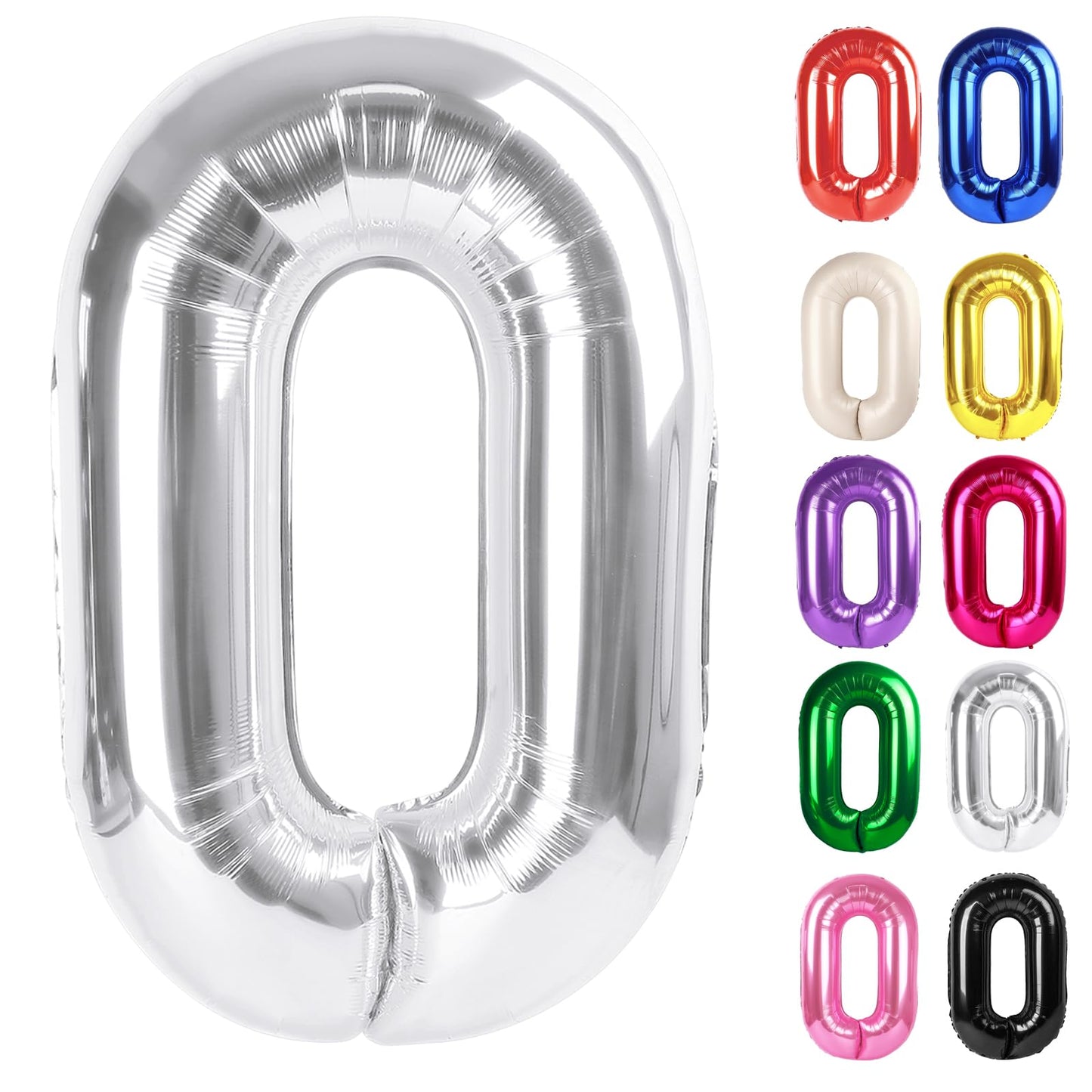IWERP Silver Number 0 Balloon 40 Inch – Birthday Decorations for 10th–60th Celebrations