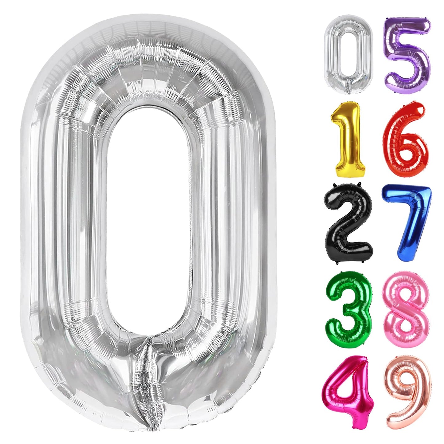 IWERP Silver Number 0 Balloon 40 Inch Milestone Birthday Decor