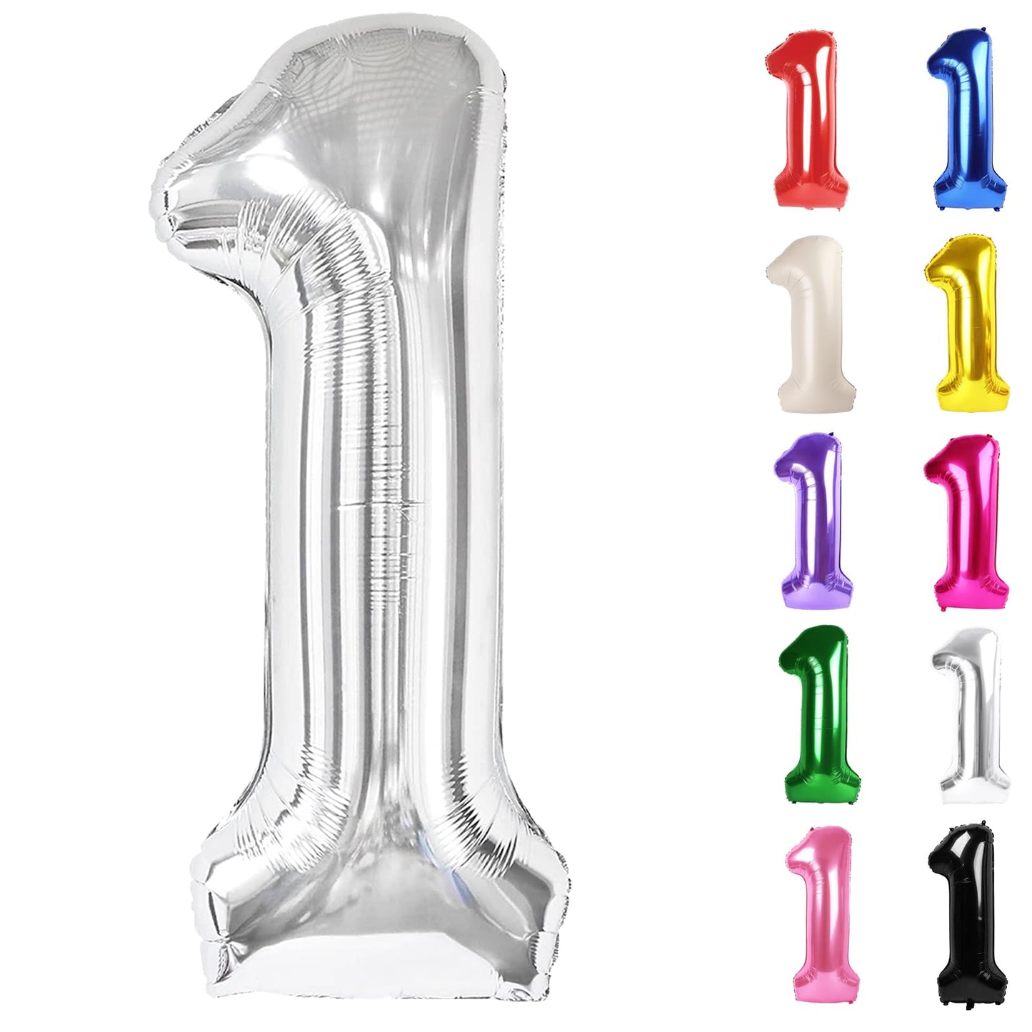 IWERP Silver Number 1 Balloon – 40-Inch First Birthday Decoration