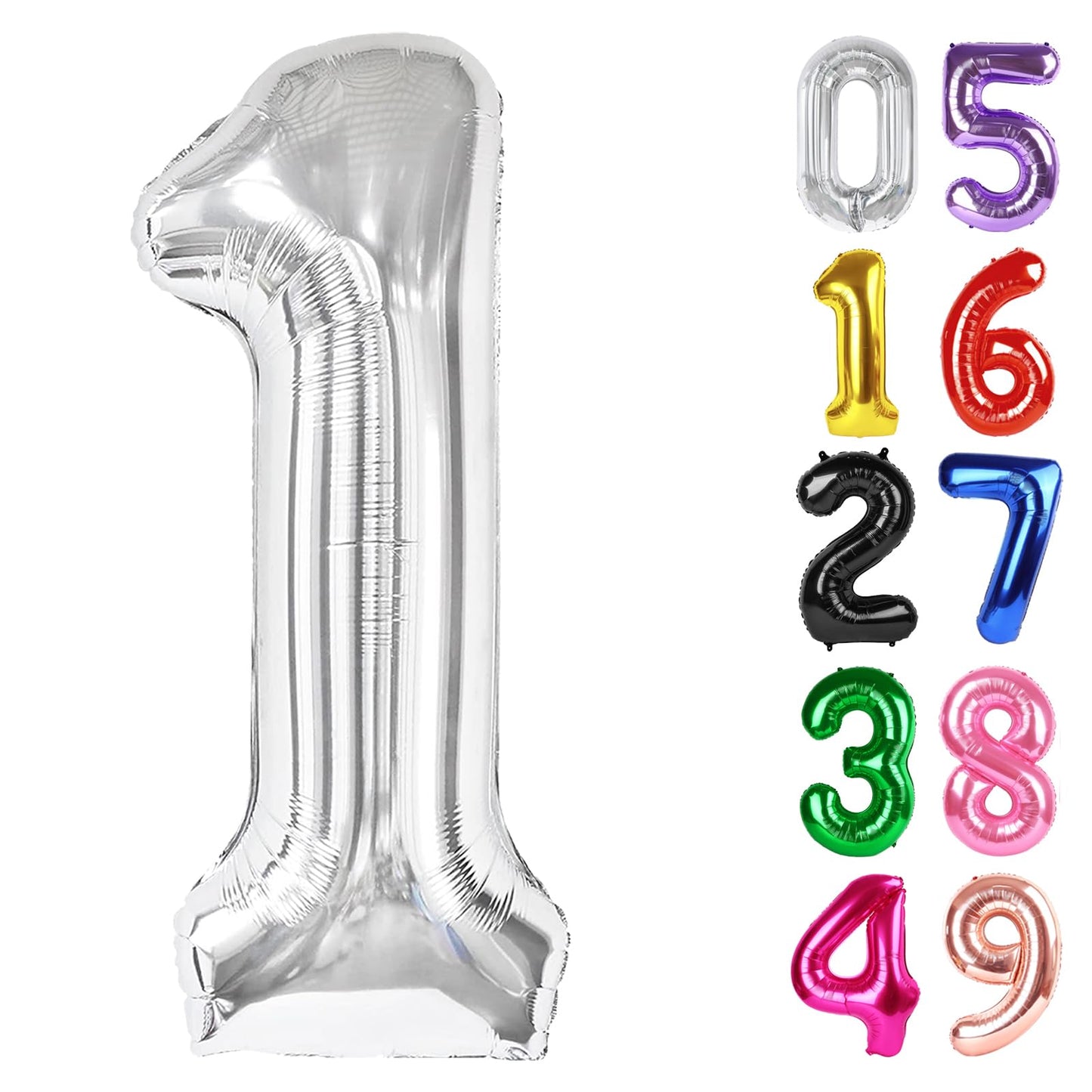 IWERP Silver Number 1 Balloon 40 Inch – 1st Birthday Party Decor for Baby Boy or Girl