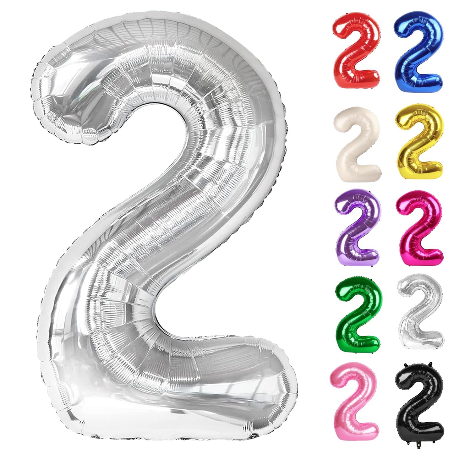 IWERP Silver Number 2 Balloon 40 Inch | 2nd Birthday Decorations
