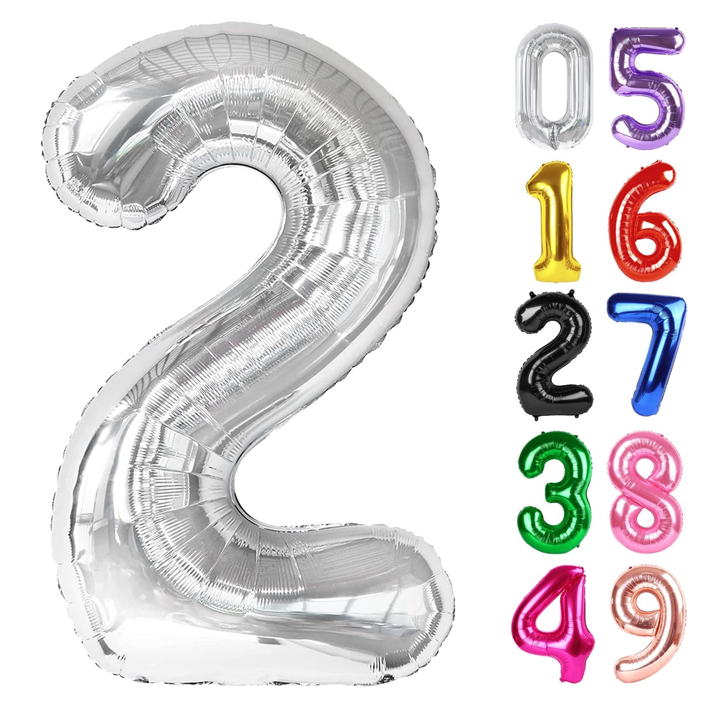 IWERP Silver Number 2 Balloon 40 Inch – 2nd Birthday Party Decor