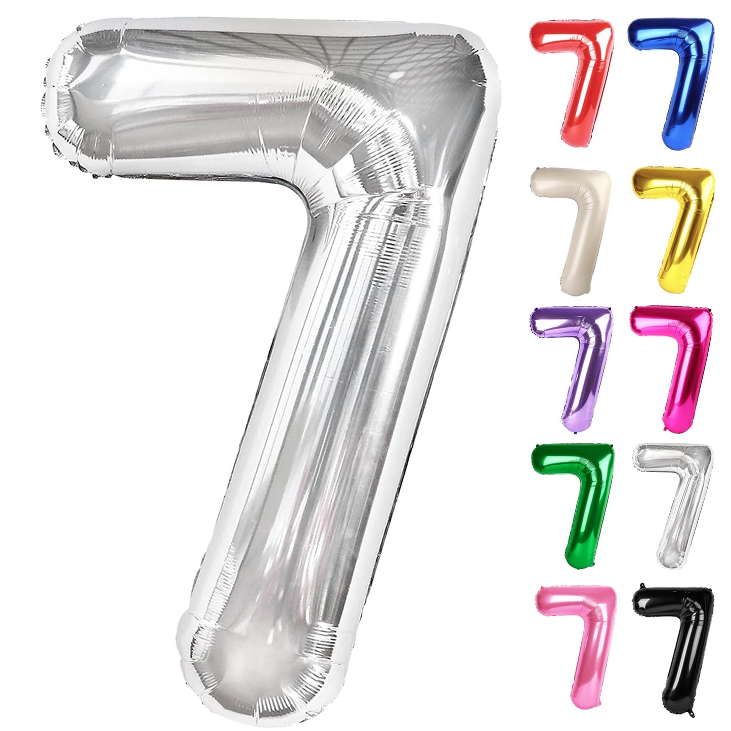 IWERP Silver Number 7 Balloon 40 Inch – 7th Birthday Decorations
