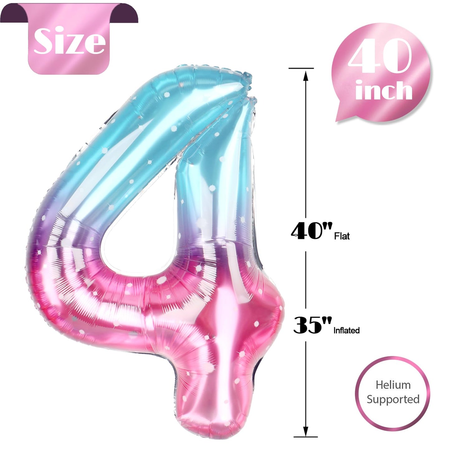 IWERP Starry Sky 4 Balloon – 40-Inch Number Balloon for 4th Birthday Party Decor