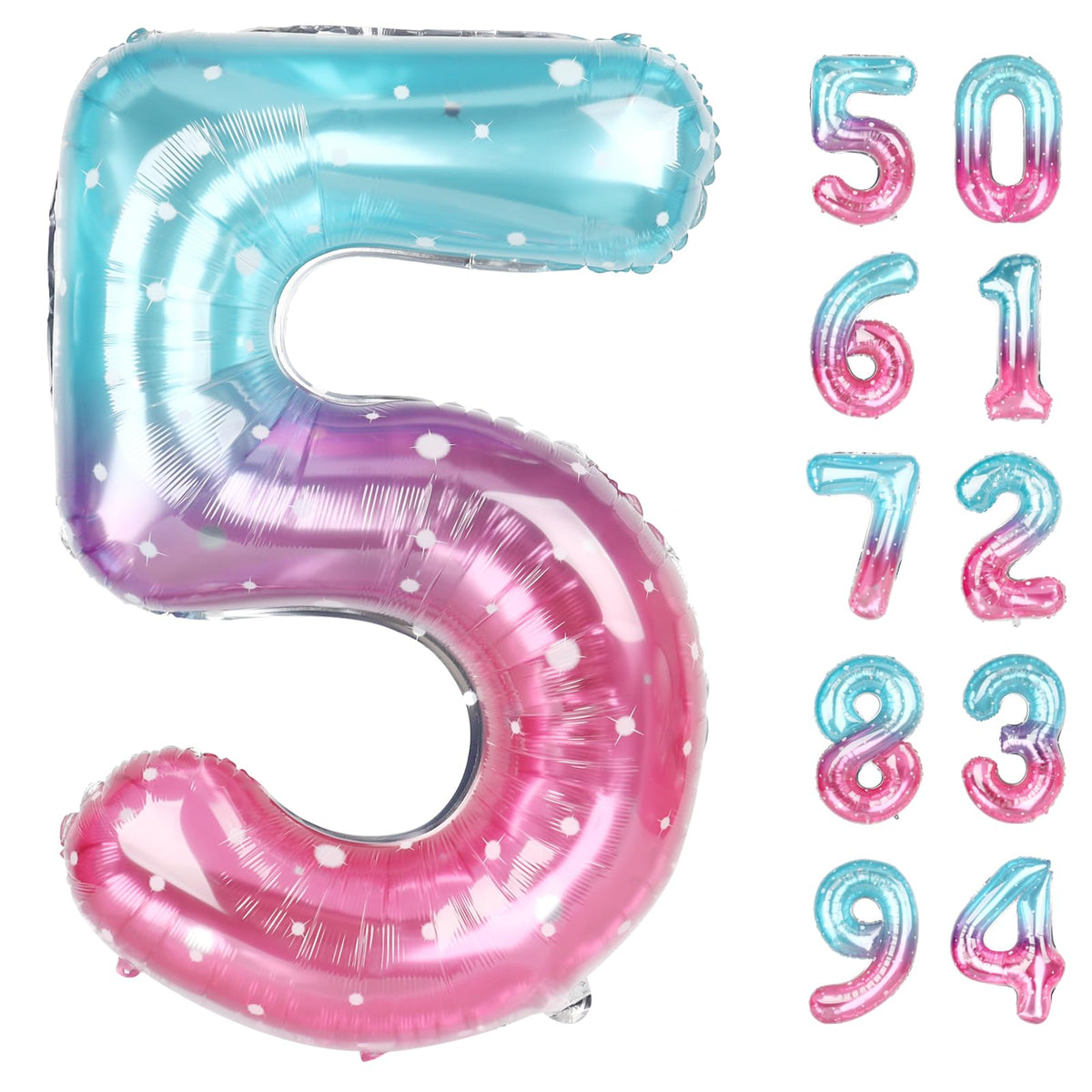IWERP Starry Sky 5 Balloon – 40-Inch Number Balloon for Birthday Parties